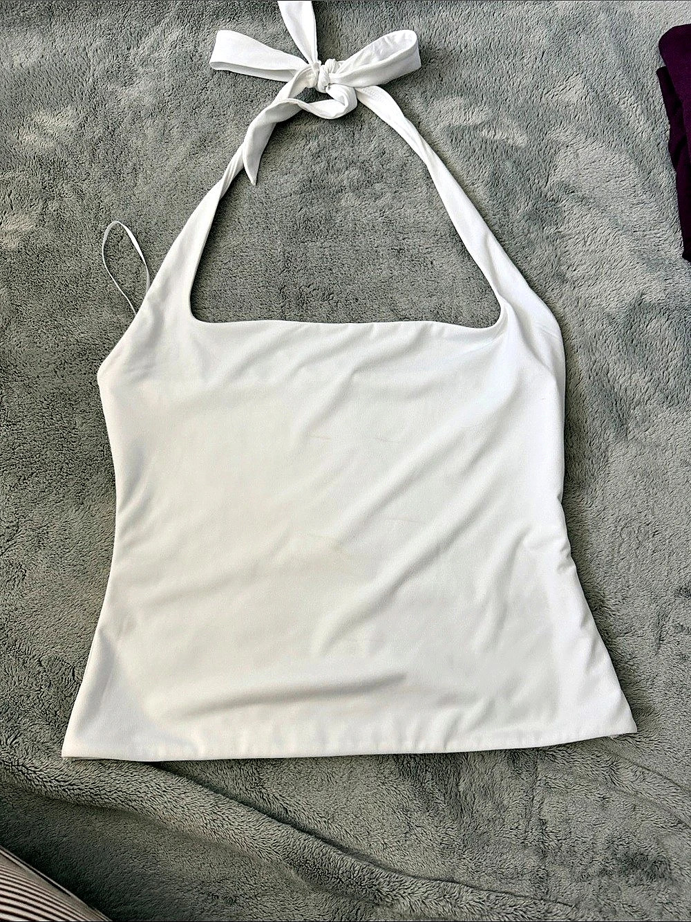 Garage Square Neck Tie Halter Top White